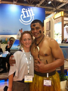 Kirsty and David at the WTM Fiji stand, 2013